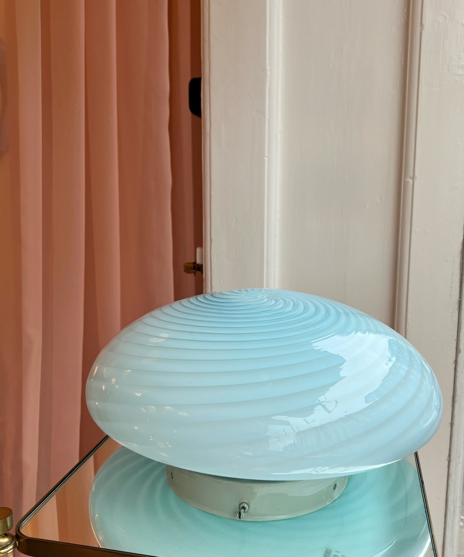 Vintage Murano blue swirl ceiling/wall lamp