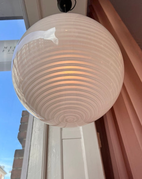 Vintage Murano white spiral ceiling lamp (D40)