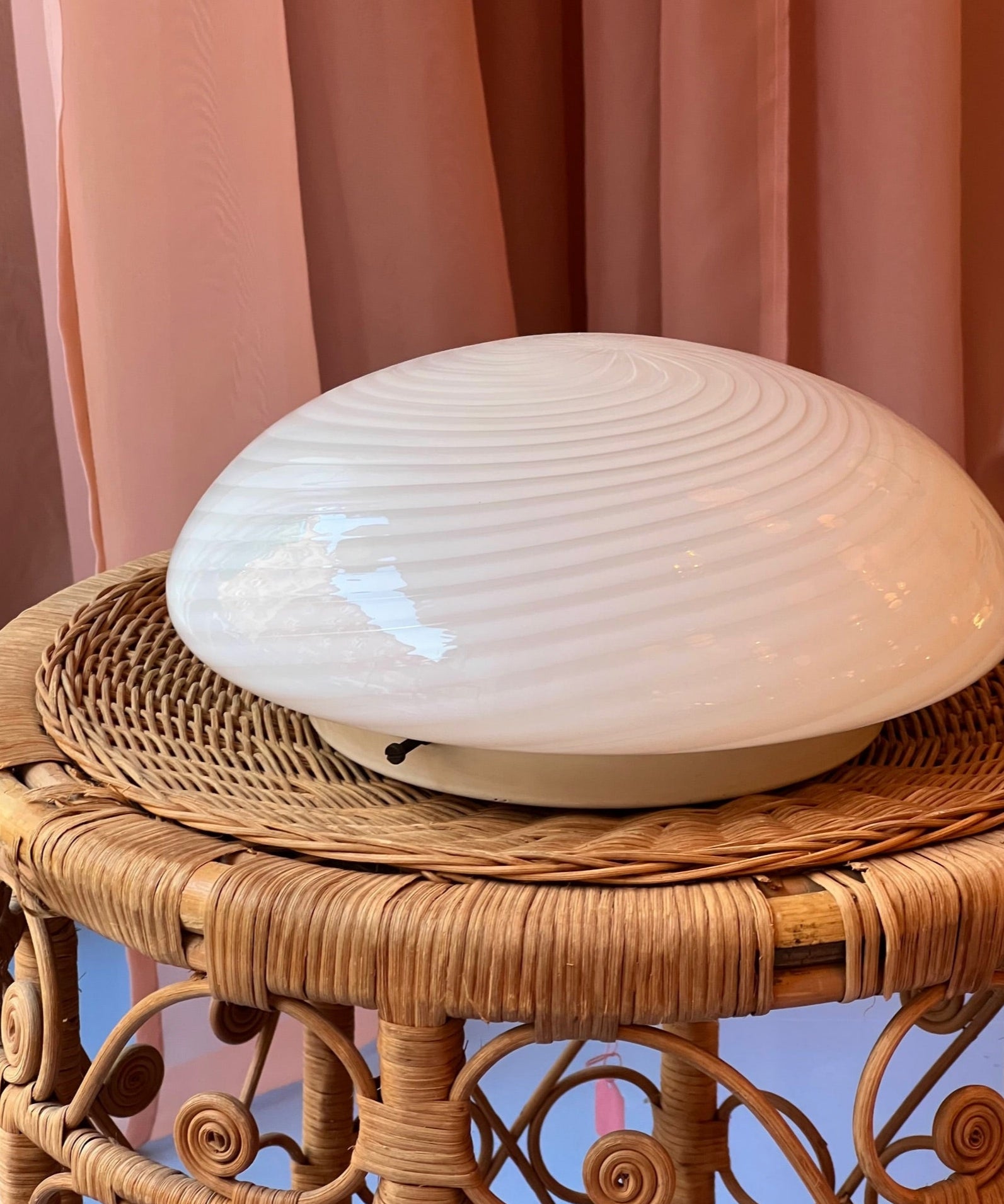 Vintage Murano white swirl ceiling/wall lamp