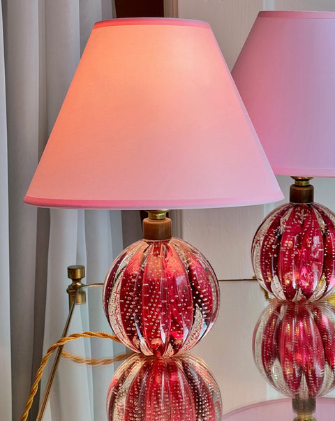Vintage pink Murano table lamp