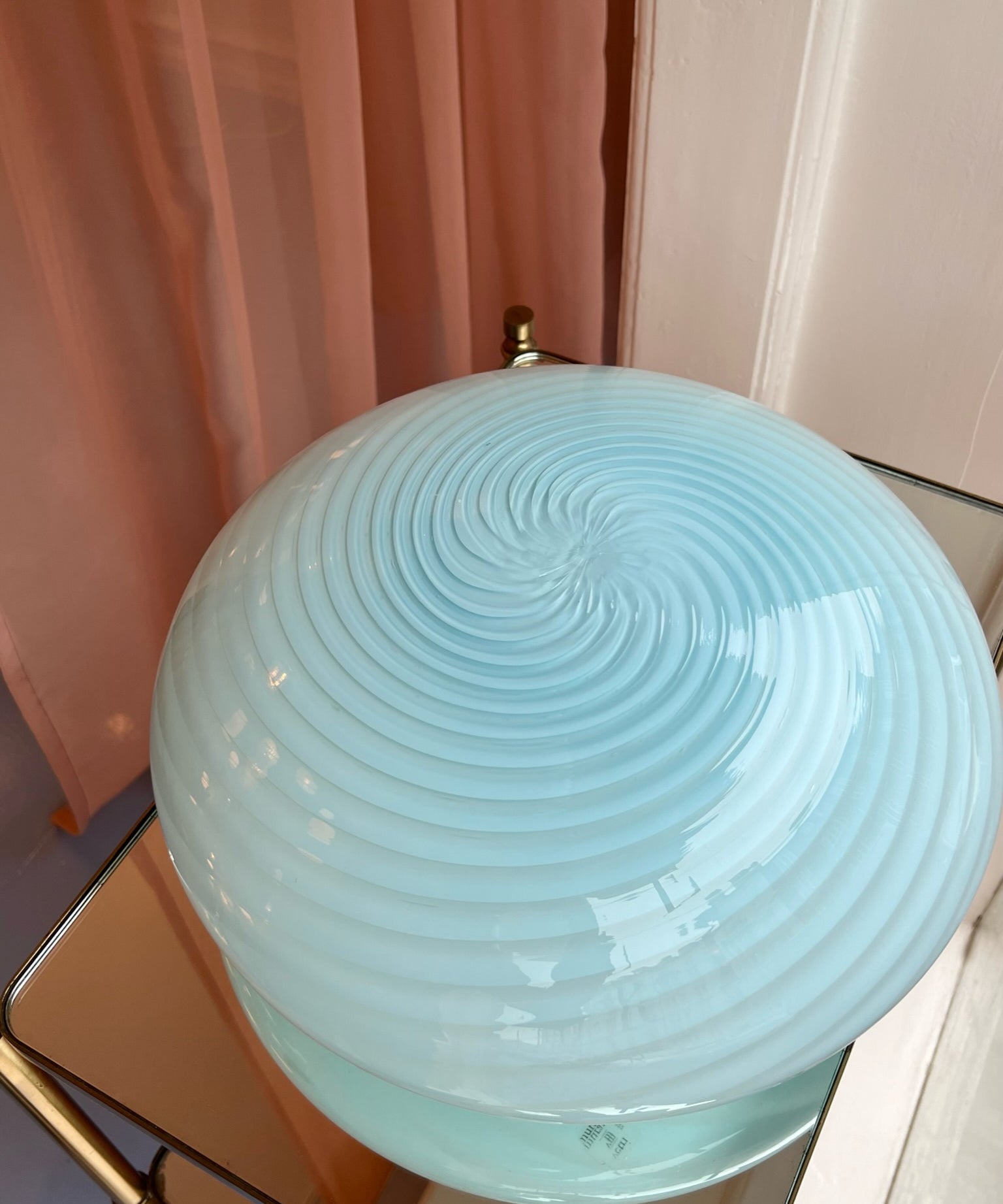 Vintage Murano blue swirl ceiling/wall lamp