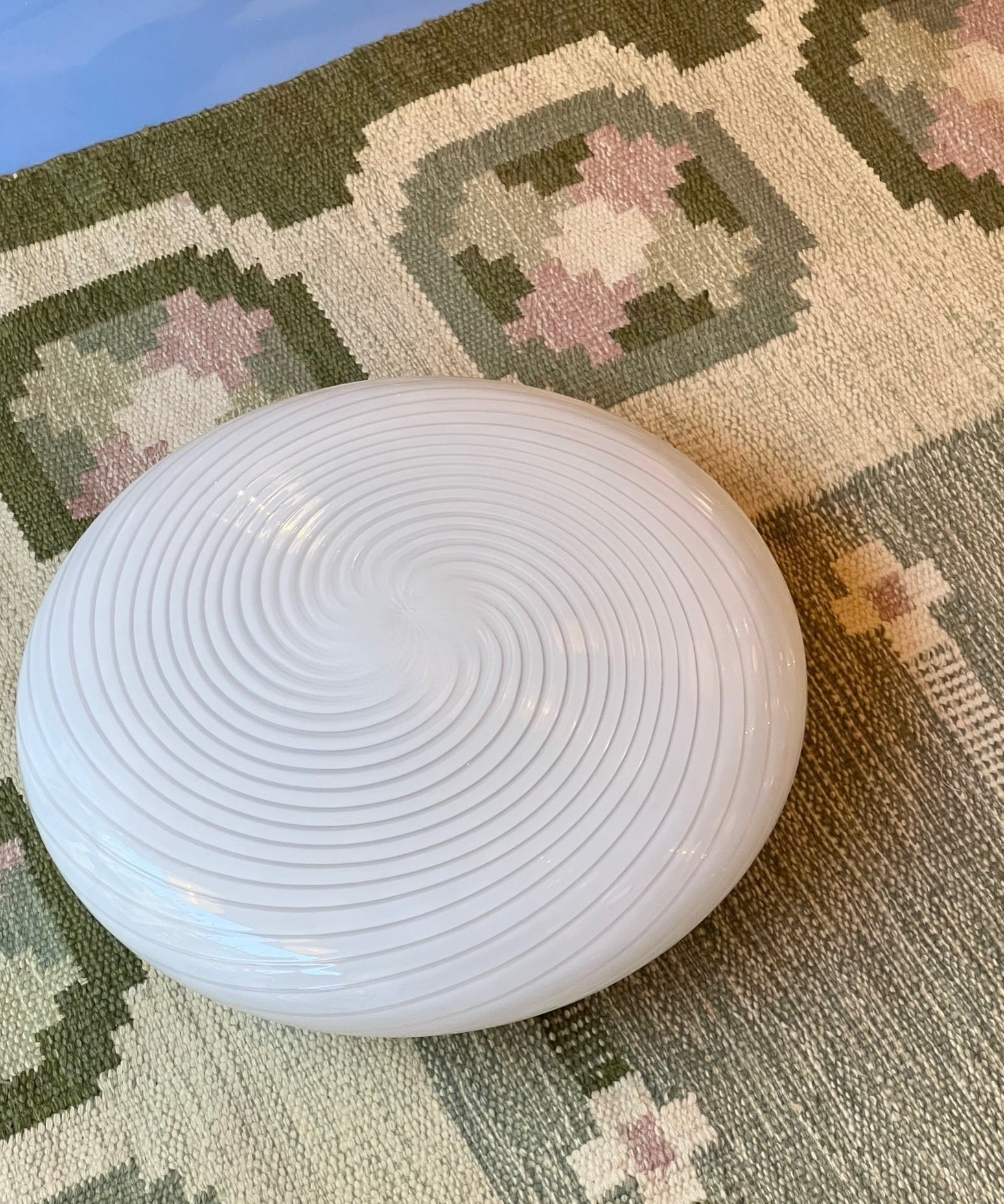 Large vintage Murano white swirl ceiling/wall lamp