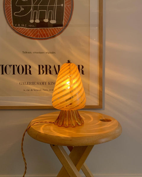 Small vintage amber Murano table lamp