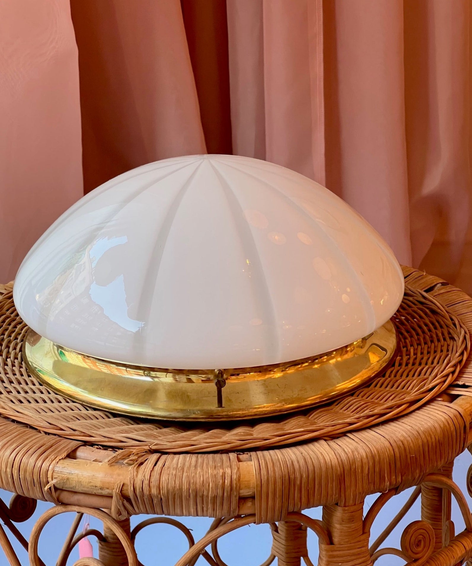 Vintage Murano white spiral ceiling/wall lamp (D30)