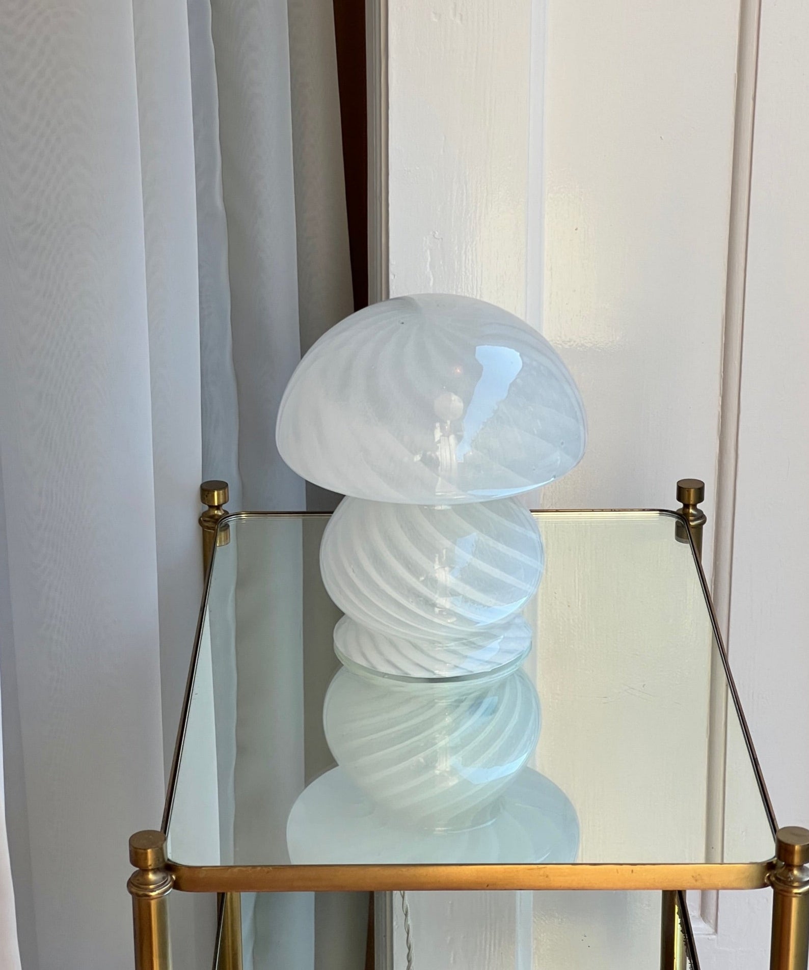 Vintage white Murano mushroom table lamp