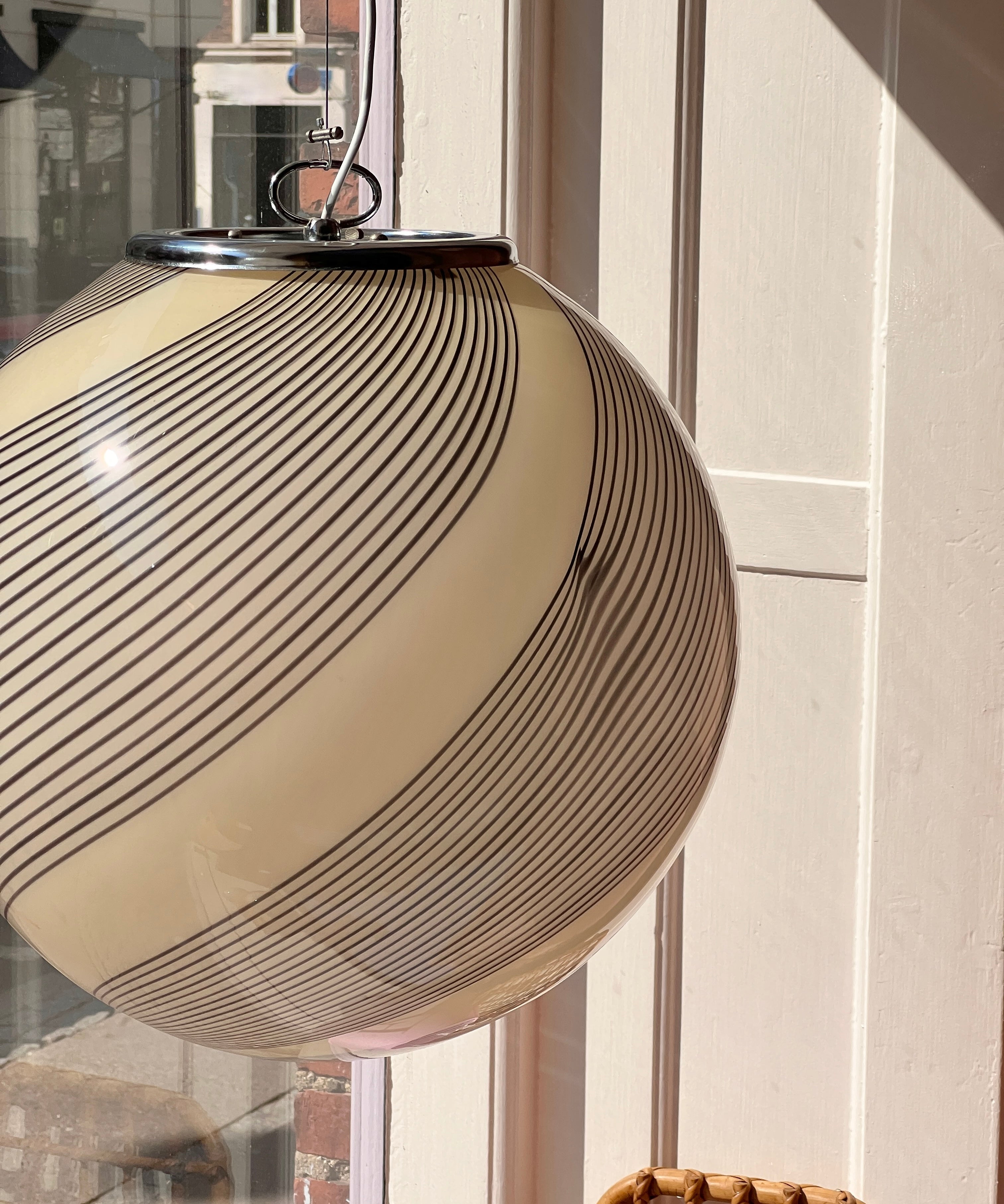Vintage Murano cream/brown swirl ceiling lamp (D45)