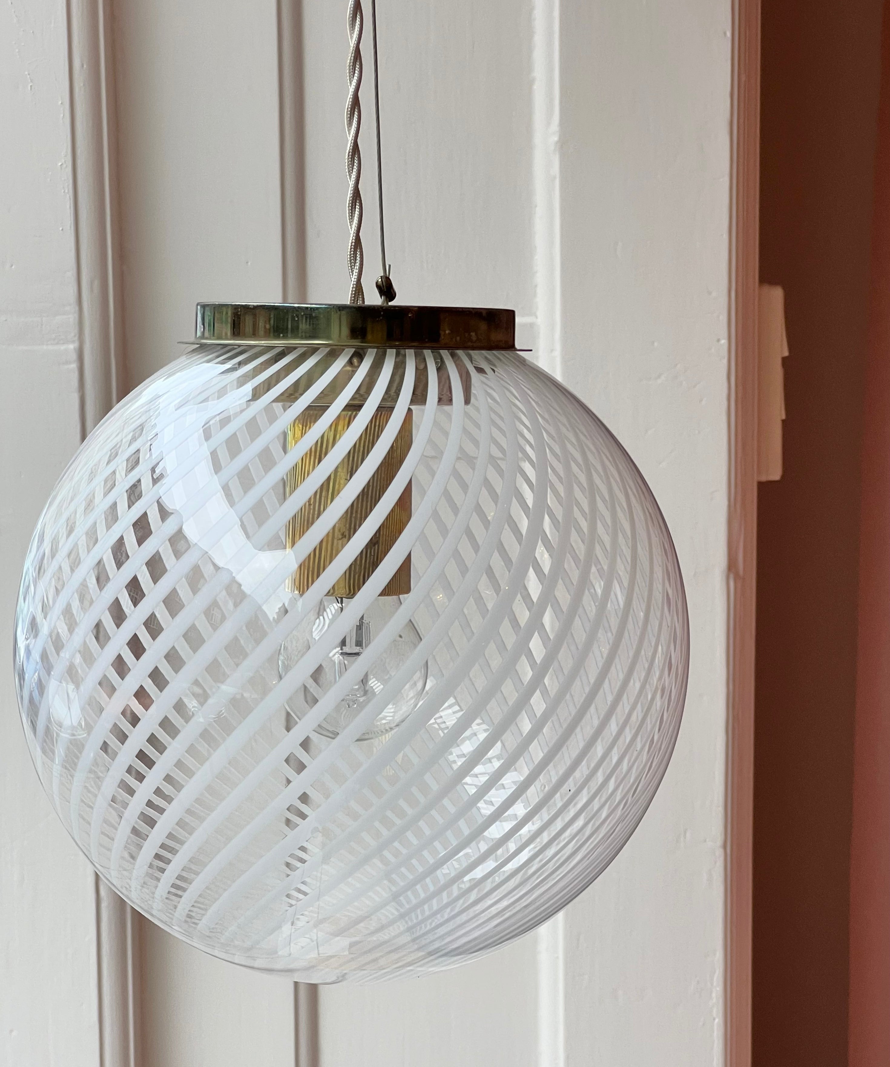 Vintage Murano white/transparent ceiling lamps (D25)