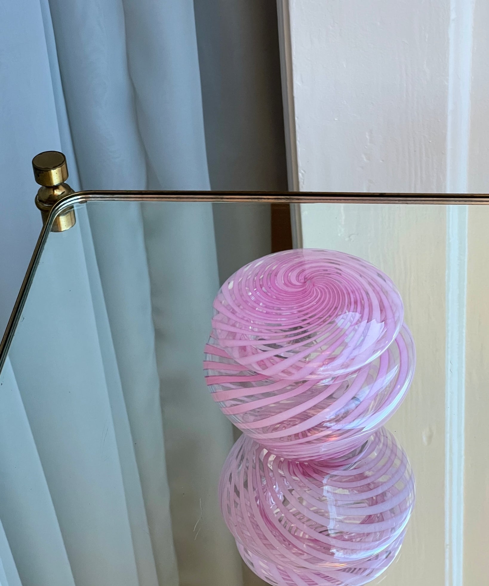 Vintage pink swirl Murano bonbonniere
