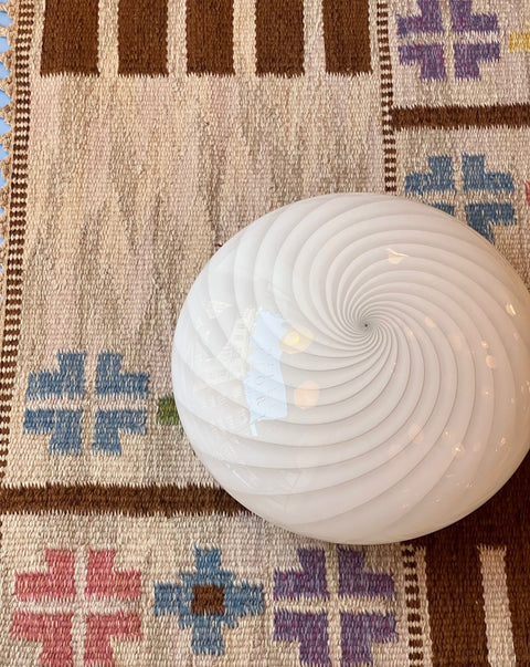 Vintage Murano white swirl ceiling/wall lamp (D36)