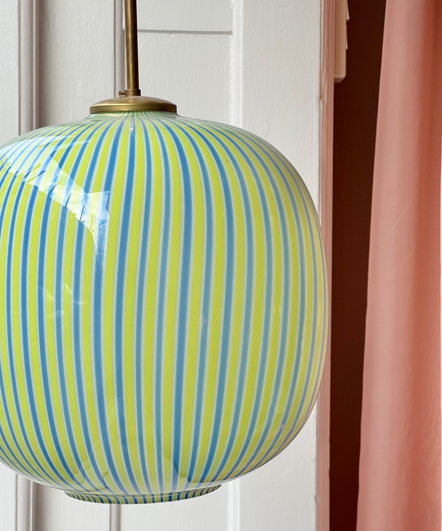 Vintage Massimo Vignelli lime / blue ceiling lamp