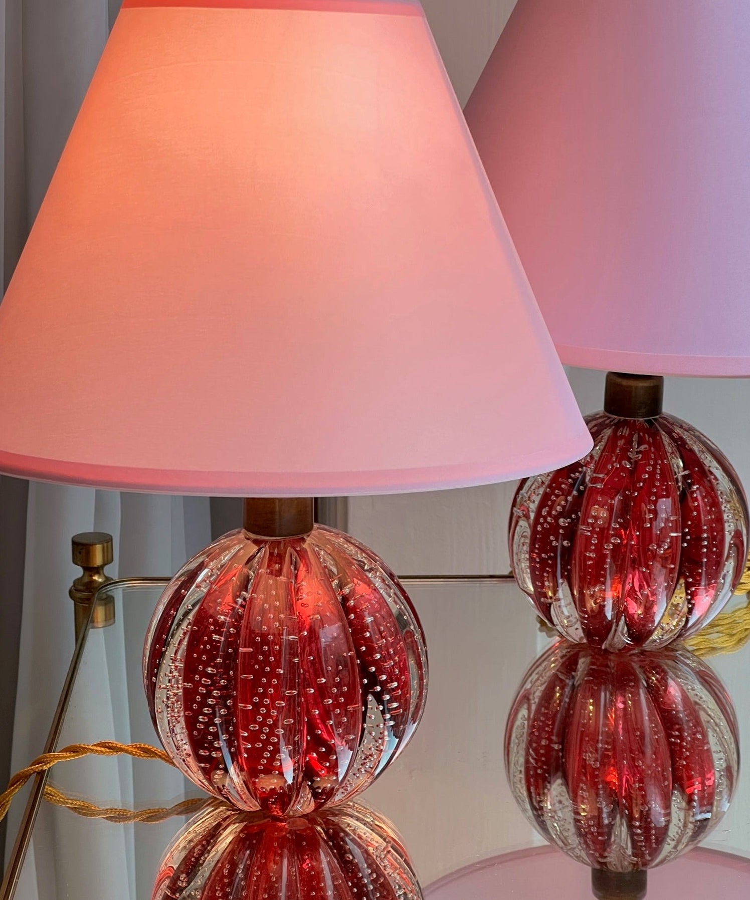 Vintage pink Murano table lamp