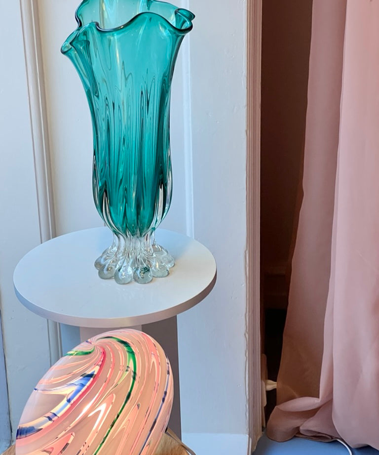 Vintage aqua green/blue Murano vase