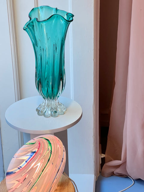 Vintage aqua green/blue Murano vase