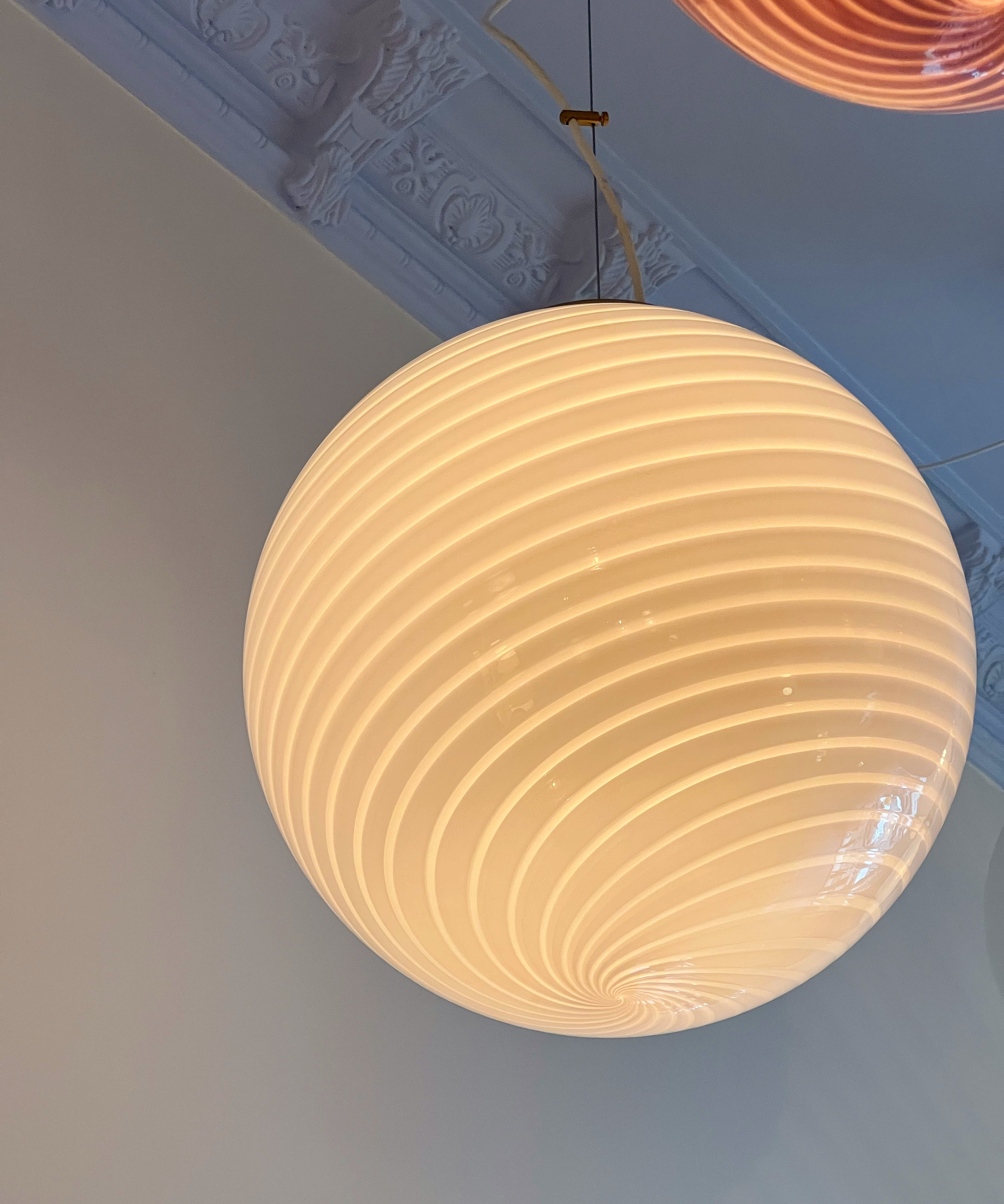Vintage Murano light pink swirl ceiling lamp