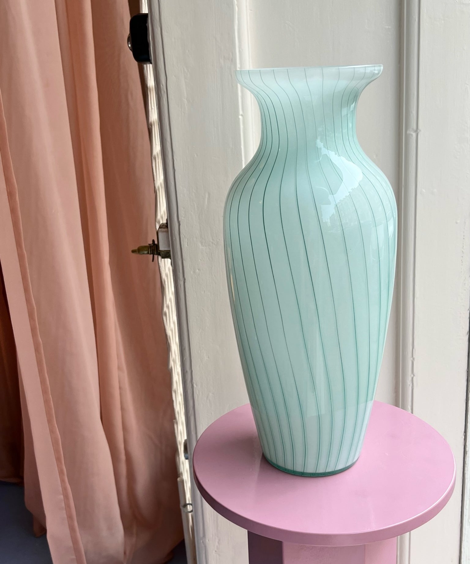 Large vintage green Murano vase