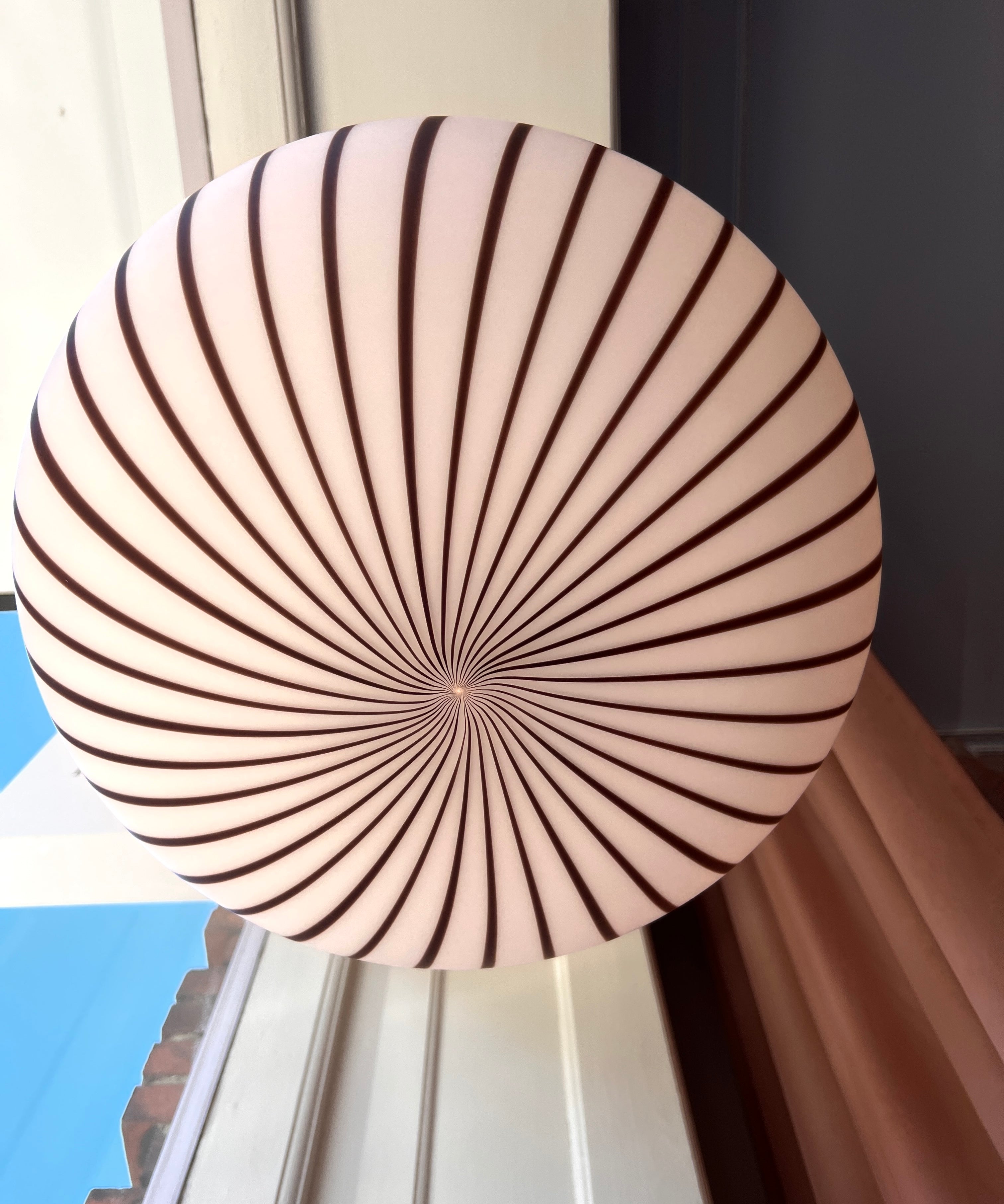 Vintage Murano vertical striped pattern oval ceiling lamp (D45)