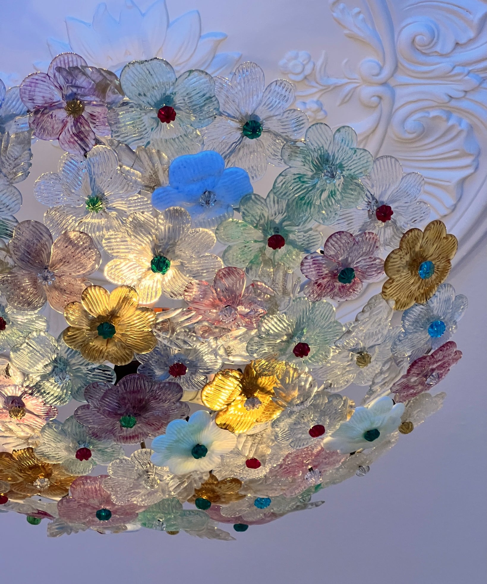Vintage multi Murano flower ceiling lamp (D45)