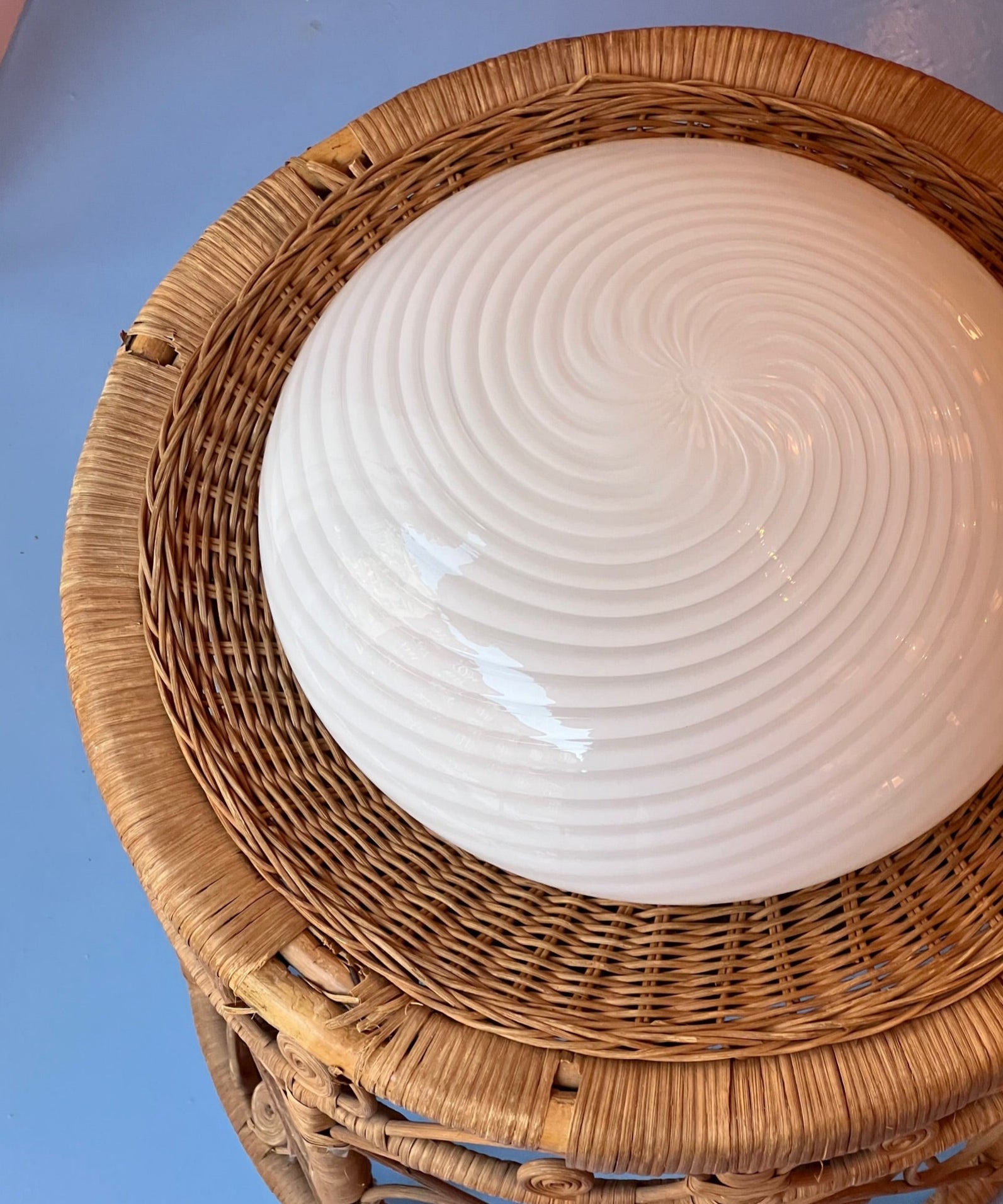 Vintage Murano white swirl ceiling/wall lamp