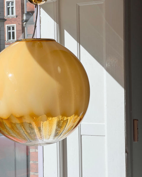 Large vintage golden clear Murano ceiling lamp (D45)