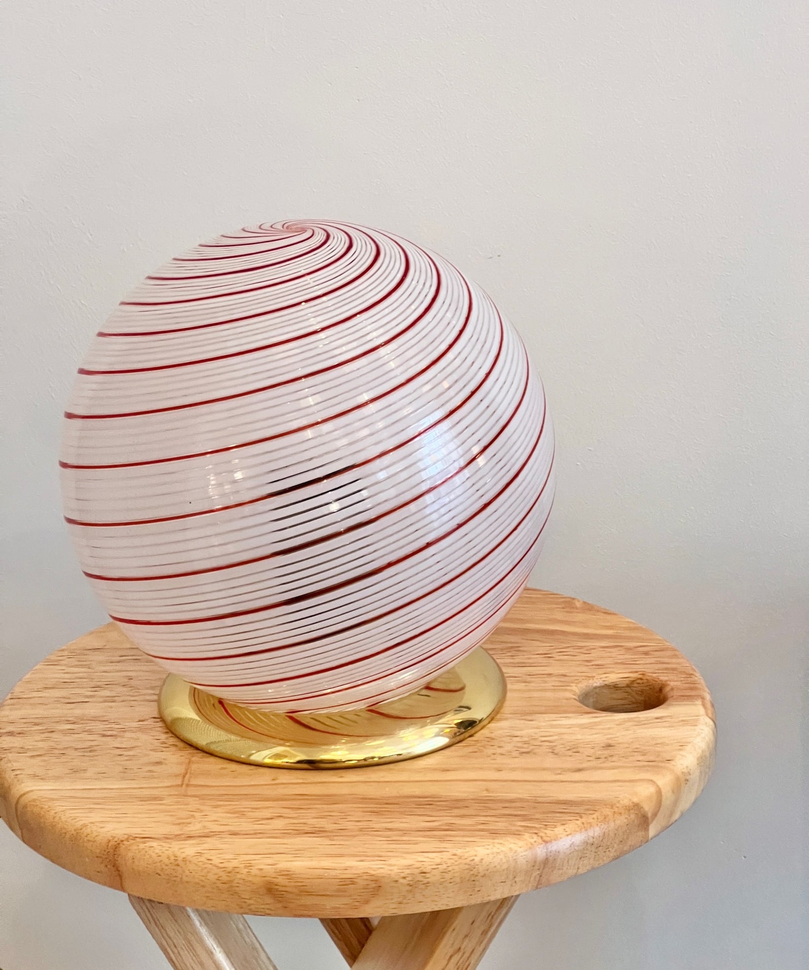 Vintage red/white Murano table lamp