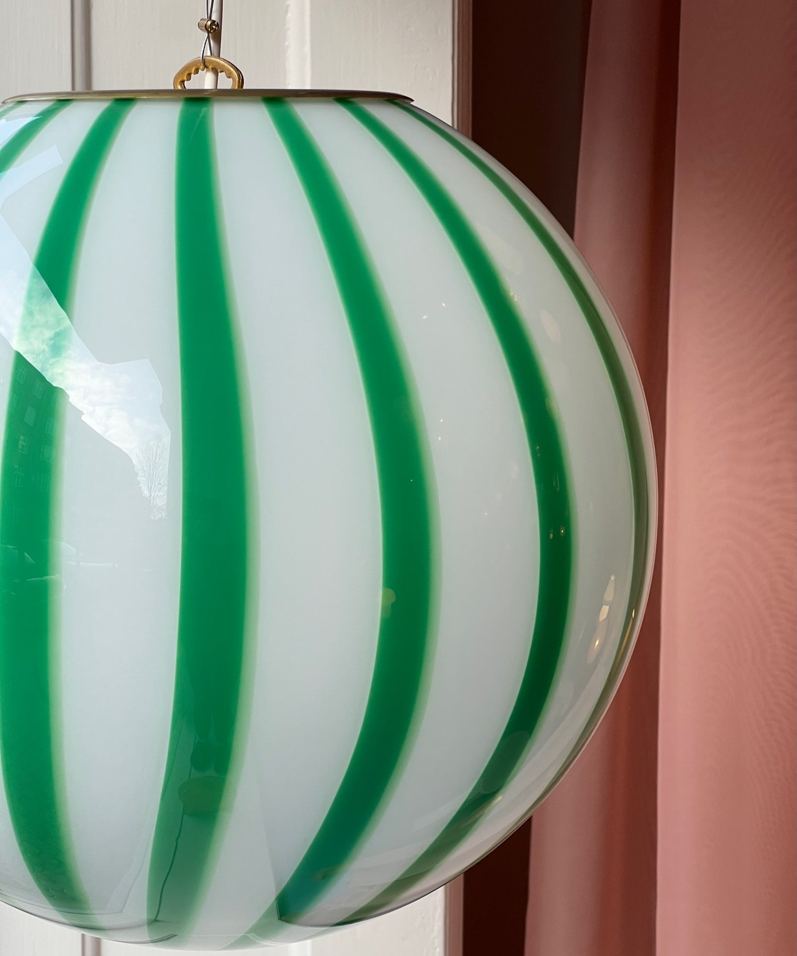 Candy ceiling lamp - Green vertical stripes (D40)