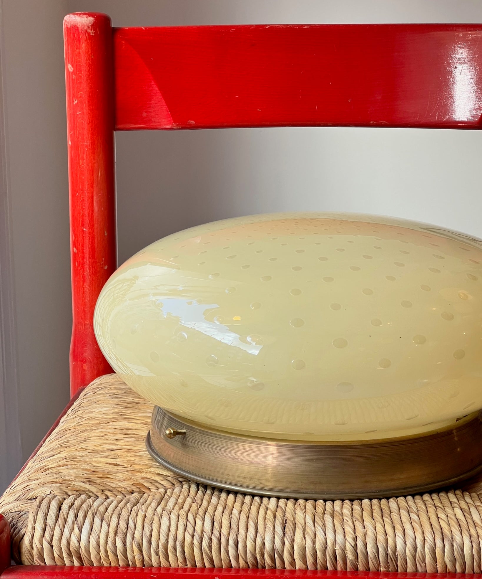 Vintage Murano yellow dottet ceiling/wall lamp (D35)