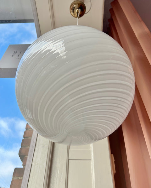 Vintage Murano white swirl ceiling lamp (D40)