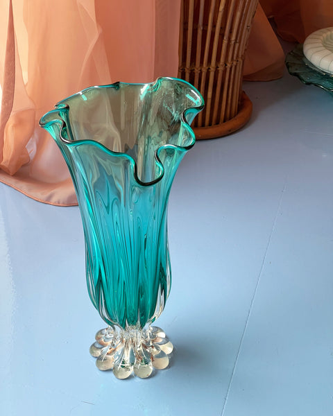 Vintage aqua green/blue Murano vase