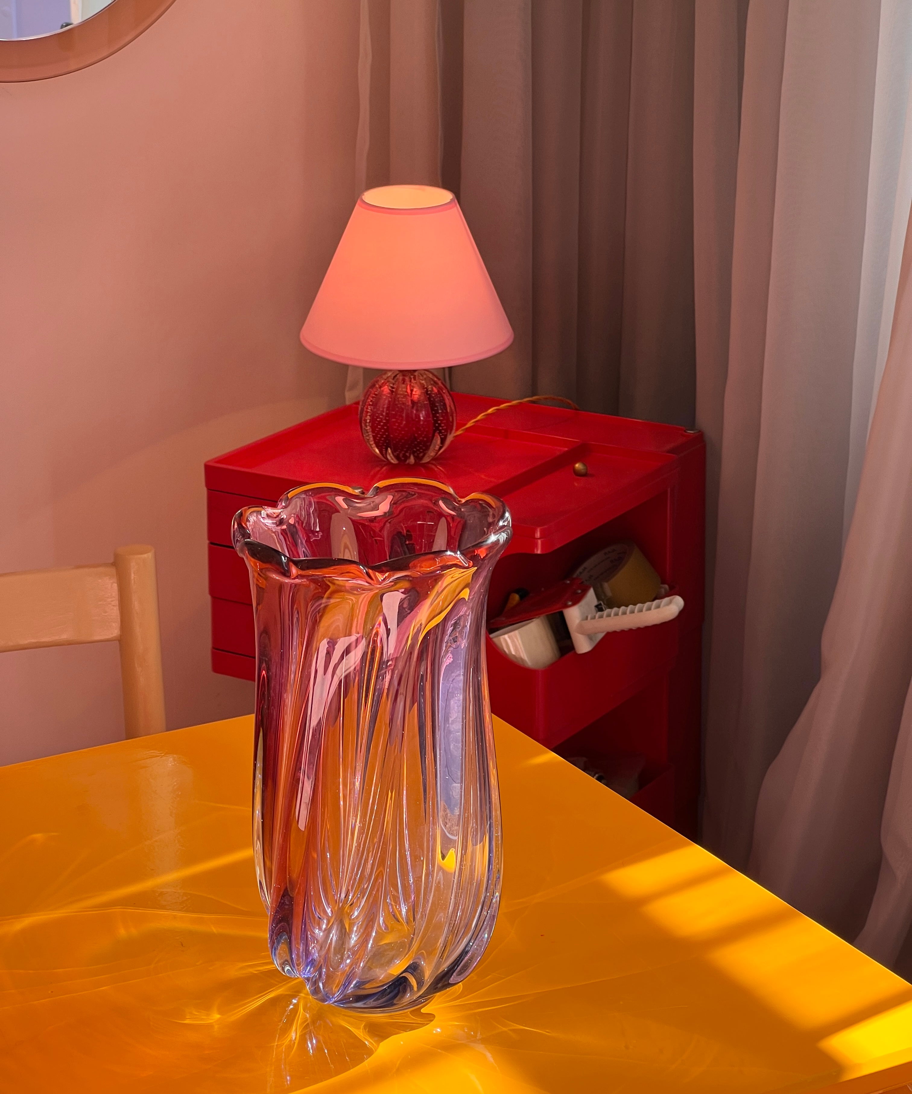 Large vintage pink/purple Murano vase