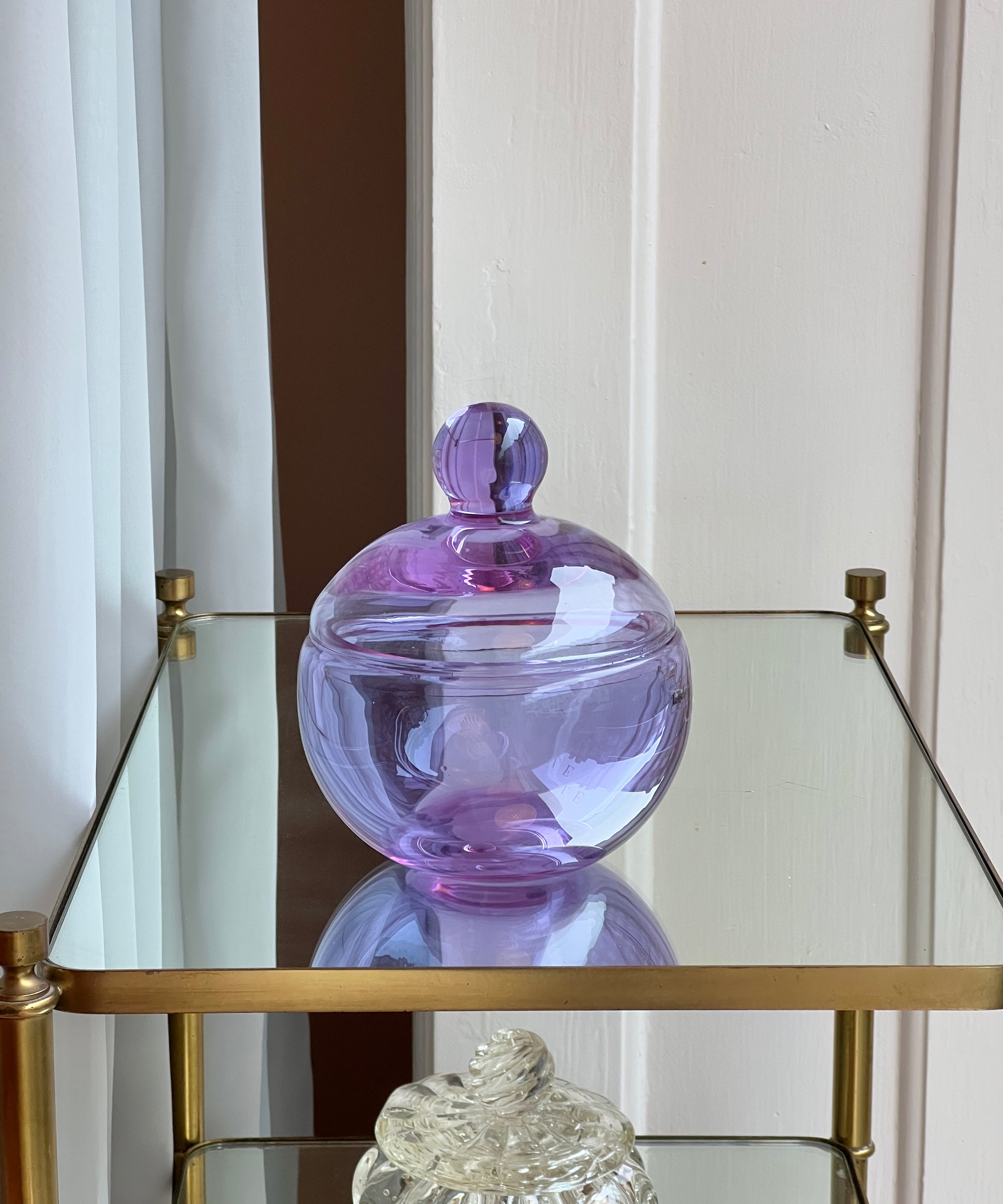 Vintage clear purple Murano bonbonniere