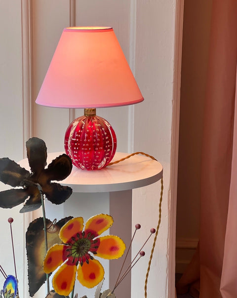 Vintage red Murano table lamp