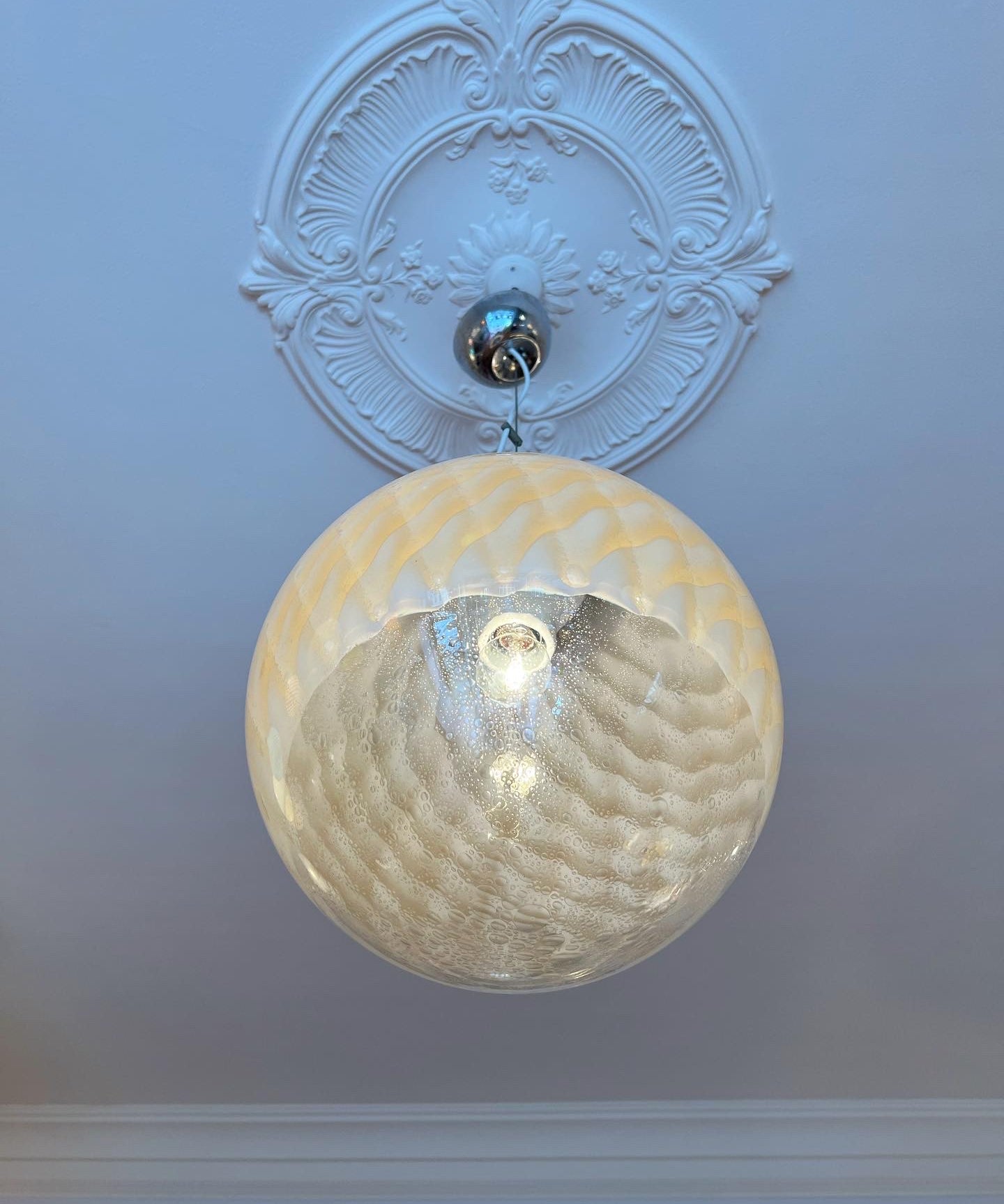Vintage golden/cream clear Murano ceiling lamp (D35)