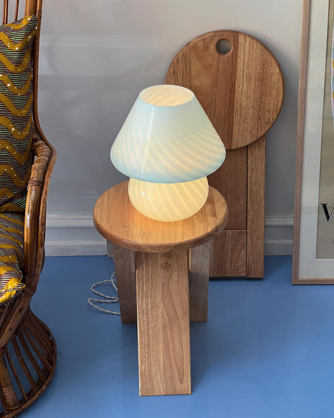 Vintage light blue Murano mushroom table lamp - Medium