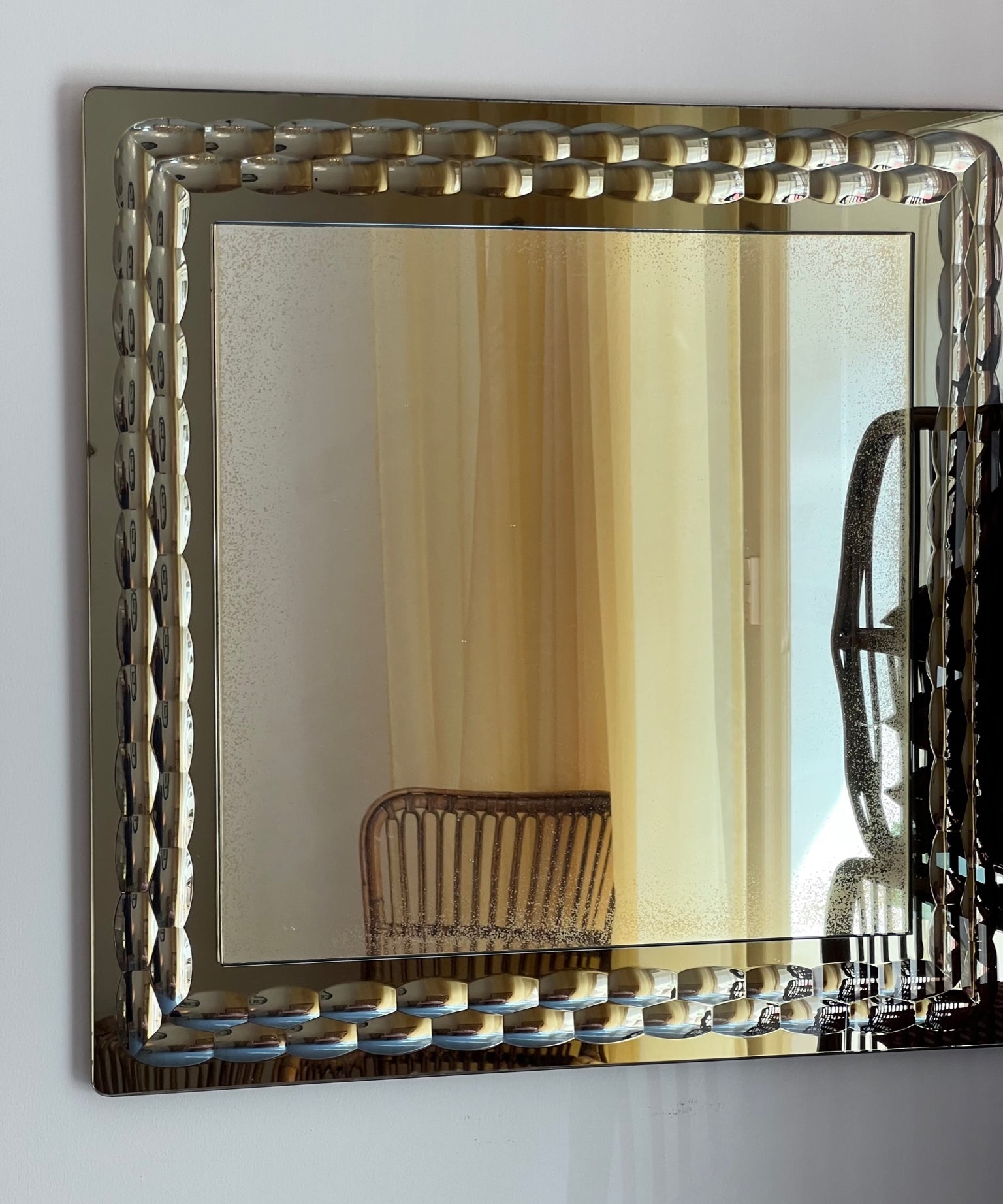 Vintage Italian mirror with golden brown mirror