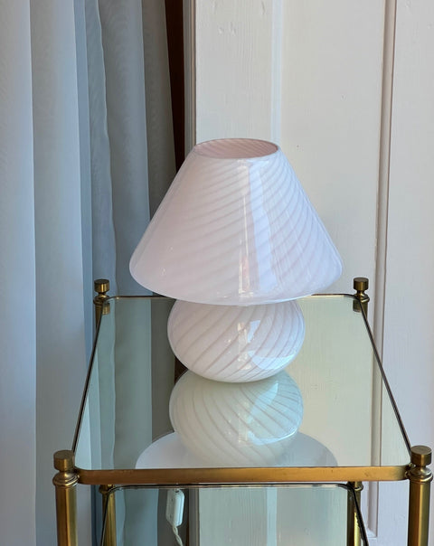 Vintage light pink Murano mushroom table lamp - Medium