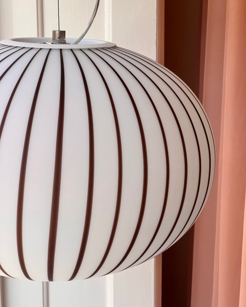 Vintage Murano vertical striped pattern oval ceiling lamp (D45)