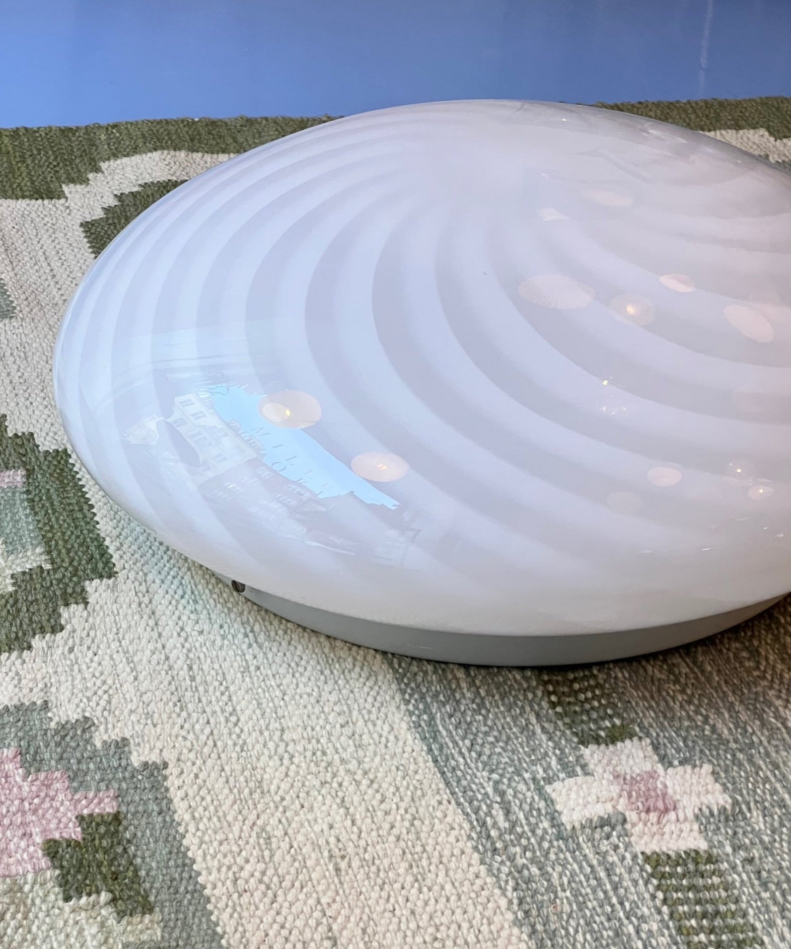 Large vintage Murano white swirl ceiling/wall lamp (D43)