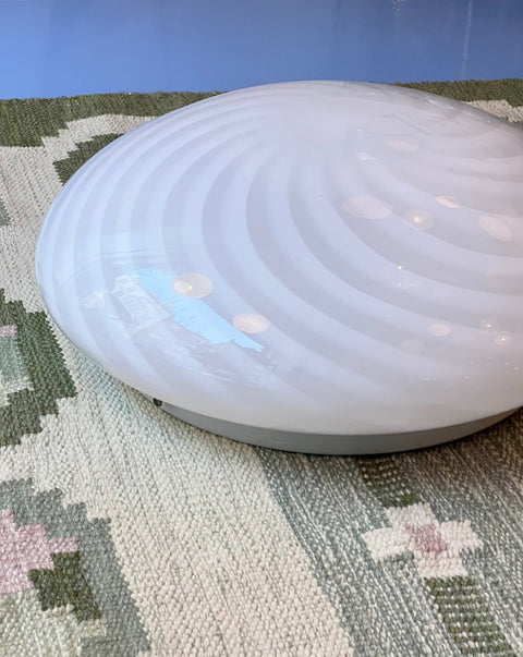 Large vintage Murano white swirl ceiling/wall lamp (D43)