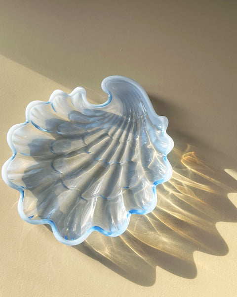 Vintage opal blue shell plate