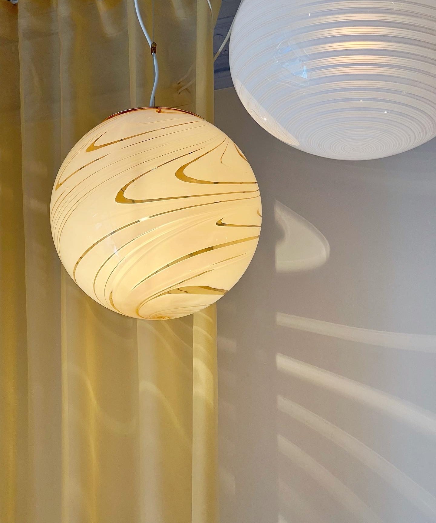 Vintage Murano caramel/cream/transparent ceiling lamp