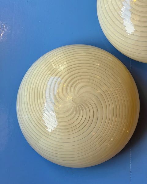 Vintage Murano yellow swirl ceiling/wall lamp (D40)