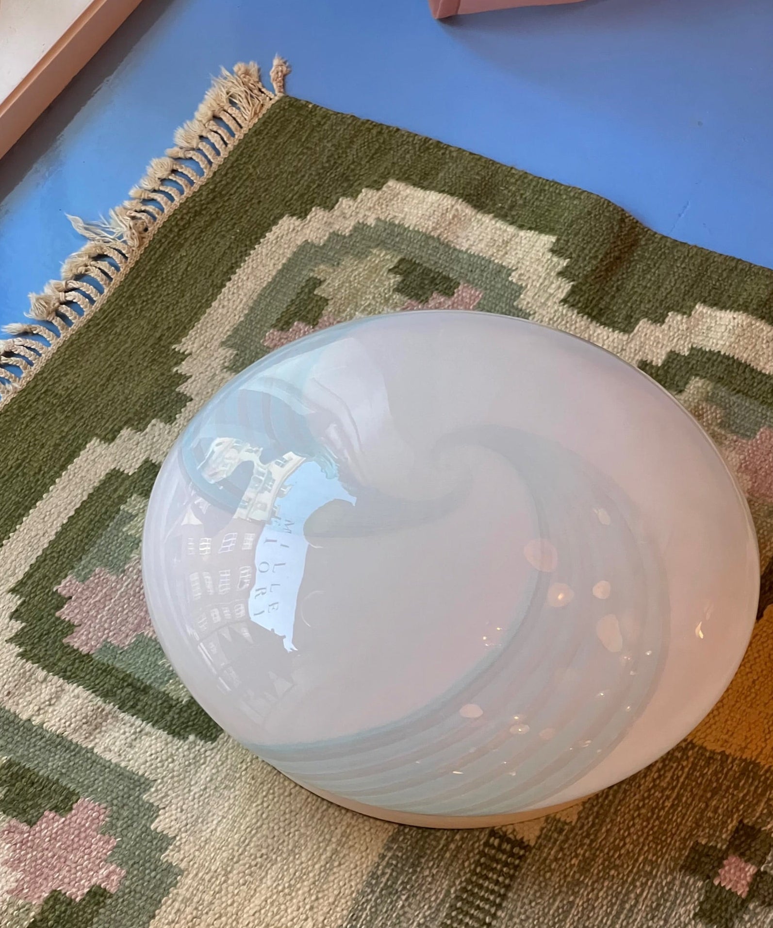 Vintage Murano blue/white swirl ceiling/wall lamp (D50)