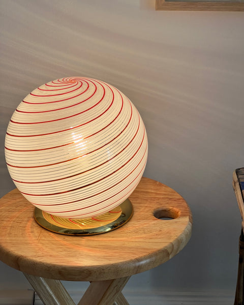 Vintage red/white Murano table lamp
