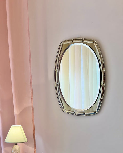 Vintage rosegold/brown oval Italian Mirror