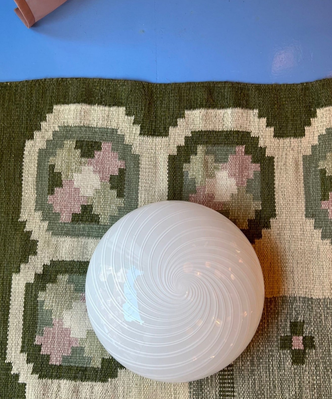 Vintage Murano creme/white swirl ceiling/wall lamp (D38)