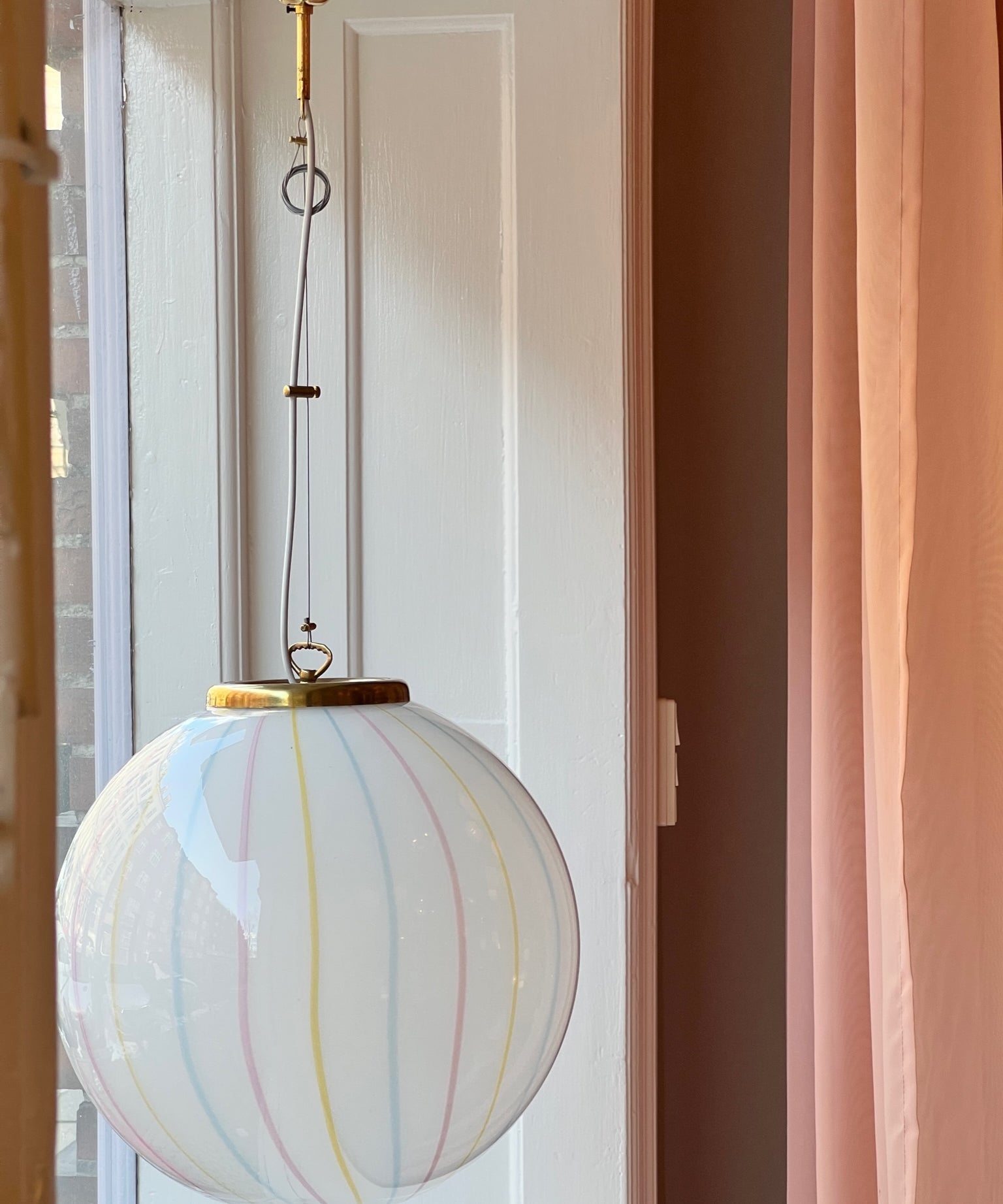 Vintage multi-colored Murano ceiling lamp (D40)