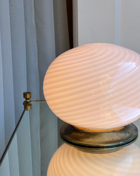 Vintage white swirl Murano table lamp