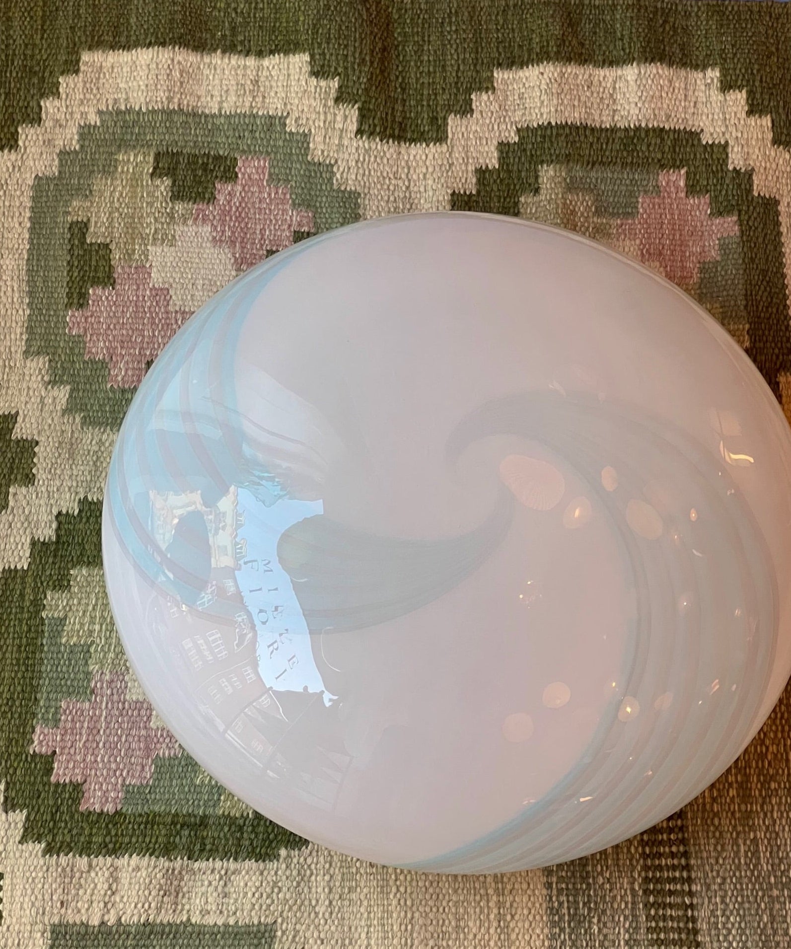 Vintage Murano blue/white swirl ceiling/wall lamp (D50)