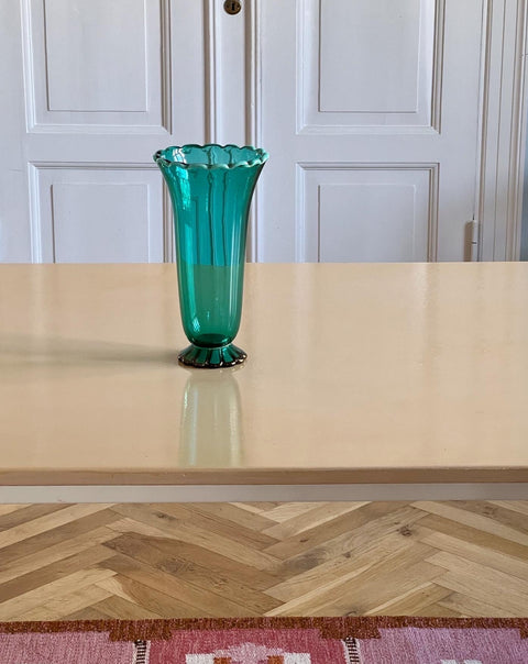 Vintage green/golden Murano vase