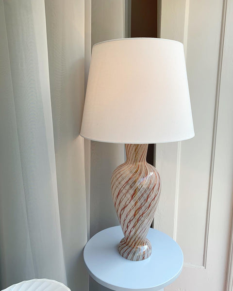 Vintage red/white ribbon Murano table lamp